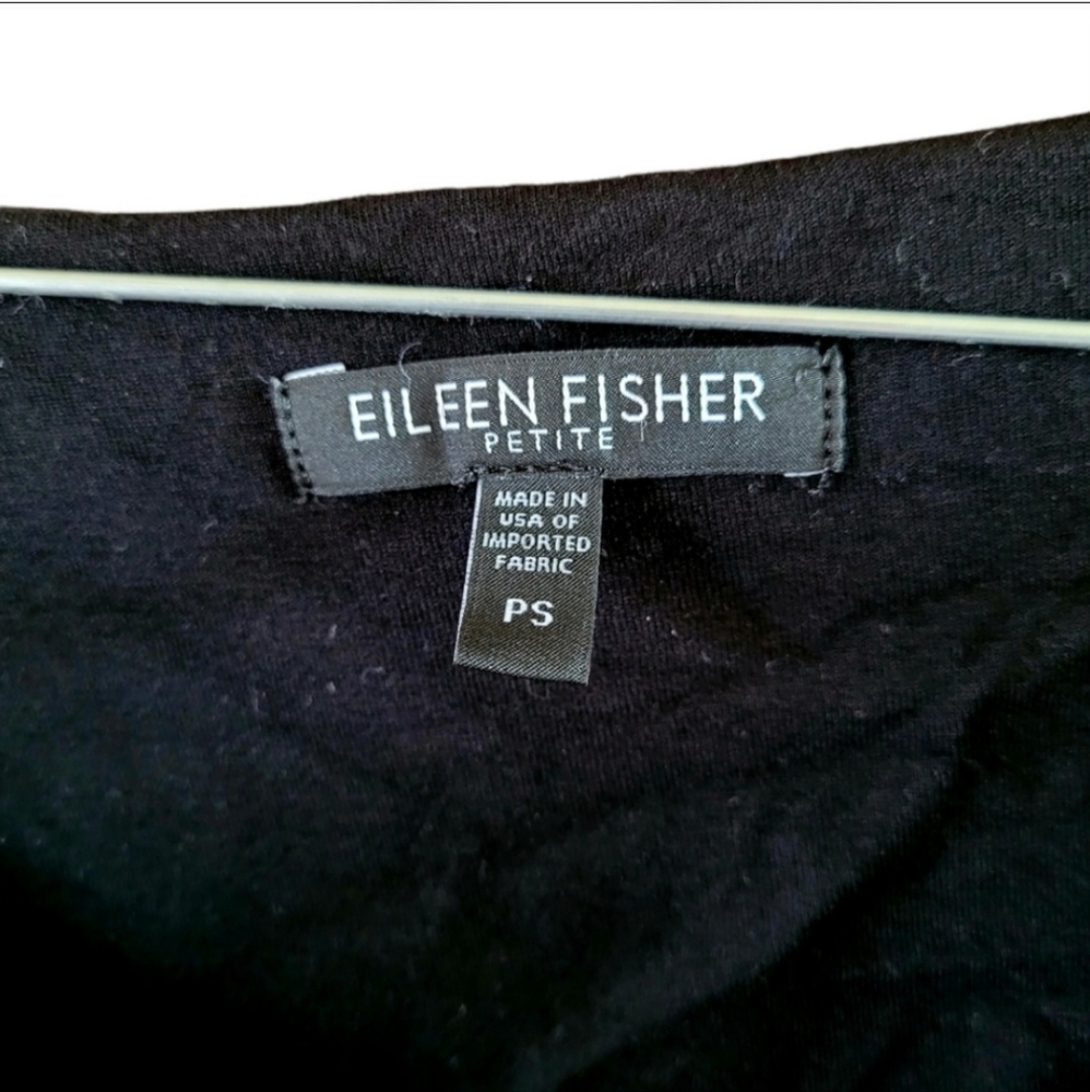 Eileen Fisher Cowl Neck Handkerchief Sleeveless Black Dress - Picture 5 of 5